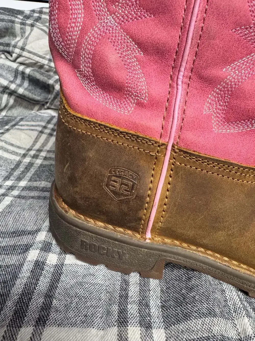 Rocky Kids Legacy 32 Pull-On Western Boots Brown and Pink